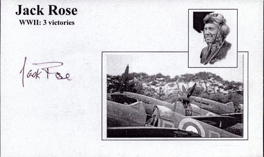 Lot 358: Jack Rose signed 6x4 World War II white...