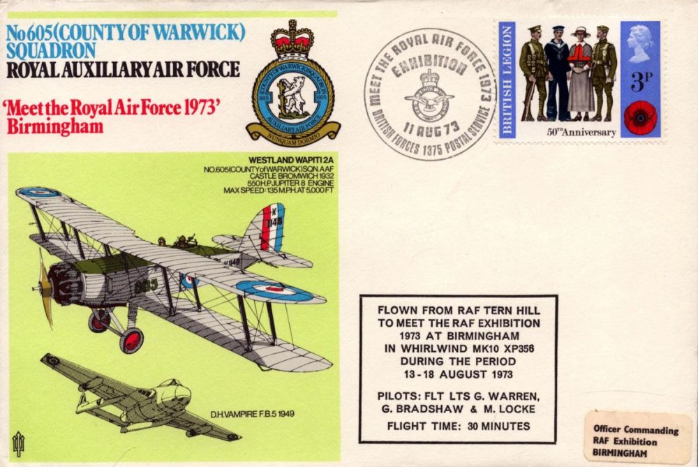 Lot 364: Aviation Flown FDC No.605 (County of Warwick) Squadron...