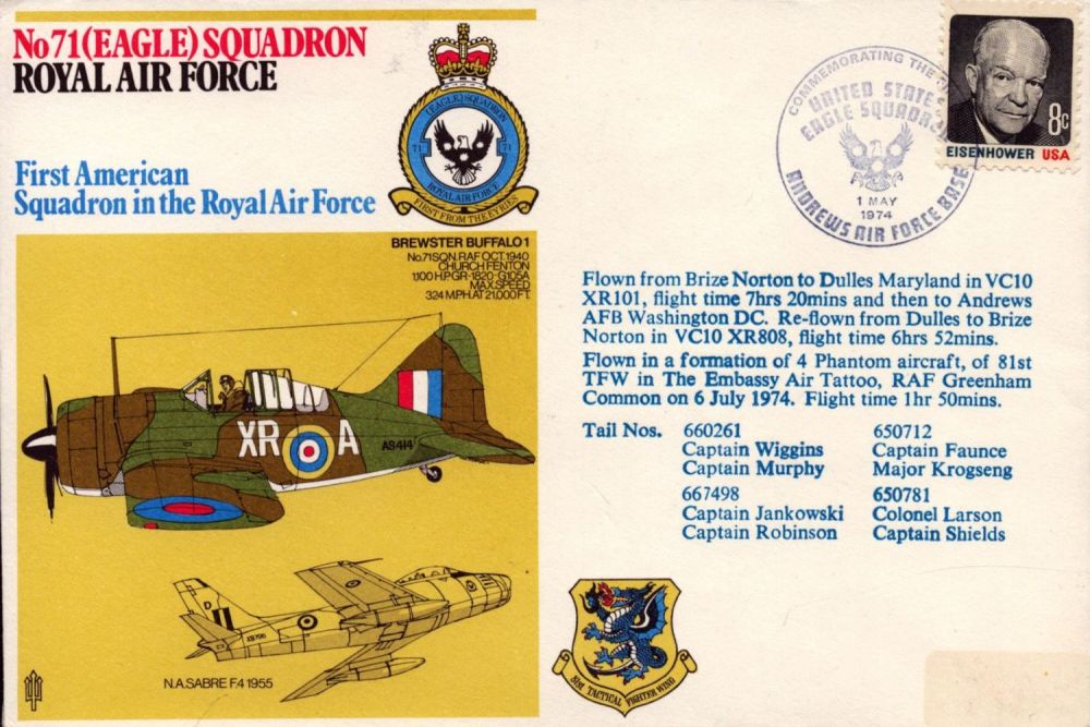 Lot 367: Aviation Flown FDC No.71 (Eagle) Squadron RAF, First...