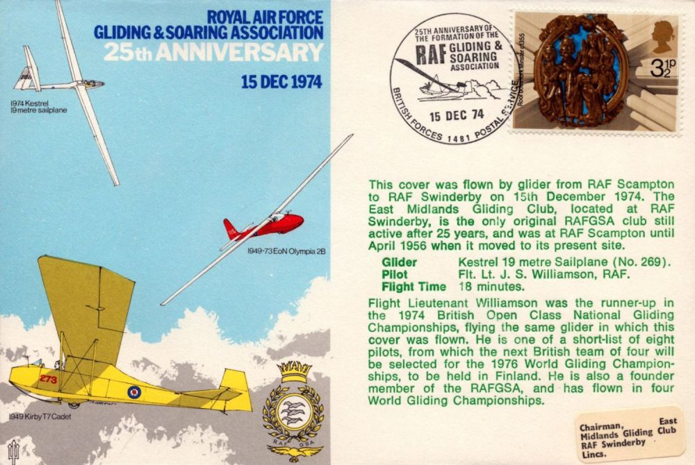 Lot 371: Aviation Flown FDC RAF Gliding and Soaring Association...
