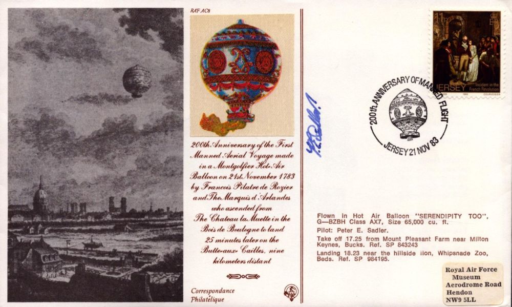 Lot 372: RAF Flown signed cover by P. E. Sadler,...