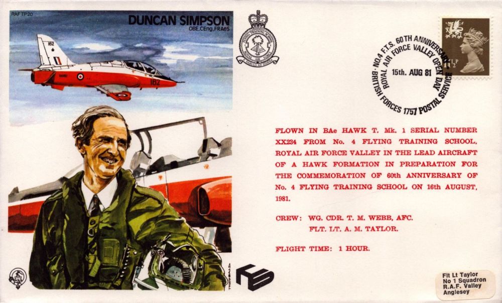 Lot 377: Aviation Flown FDC of Duncan Simpson OB. Date...