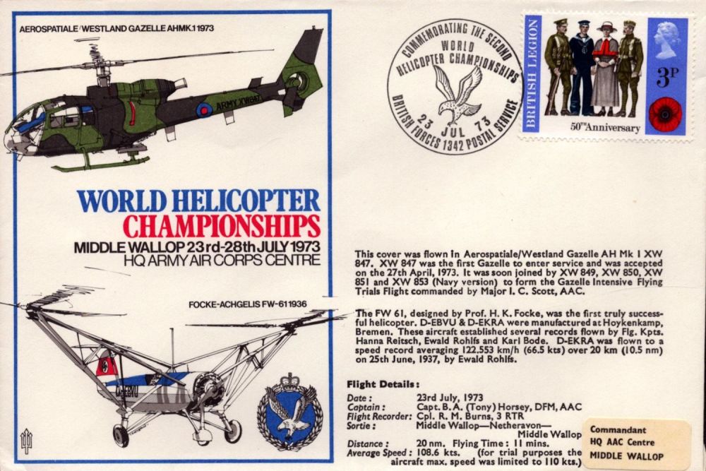 Lot 379: Aviation Flown FDC World Helicopter Championships Middle Wallop...