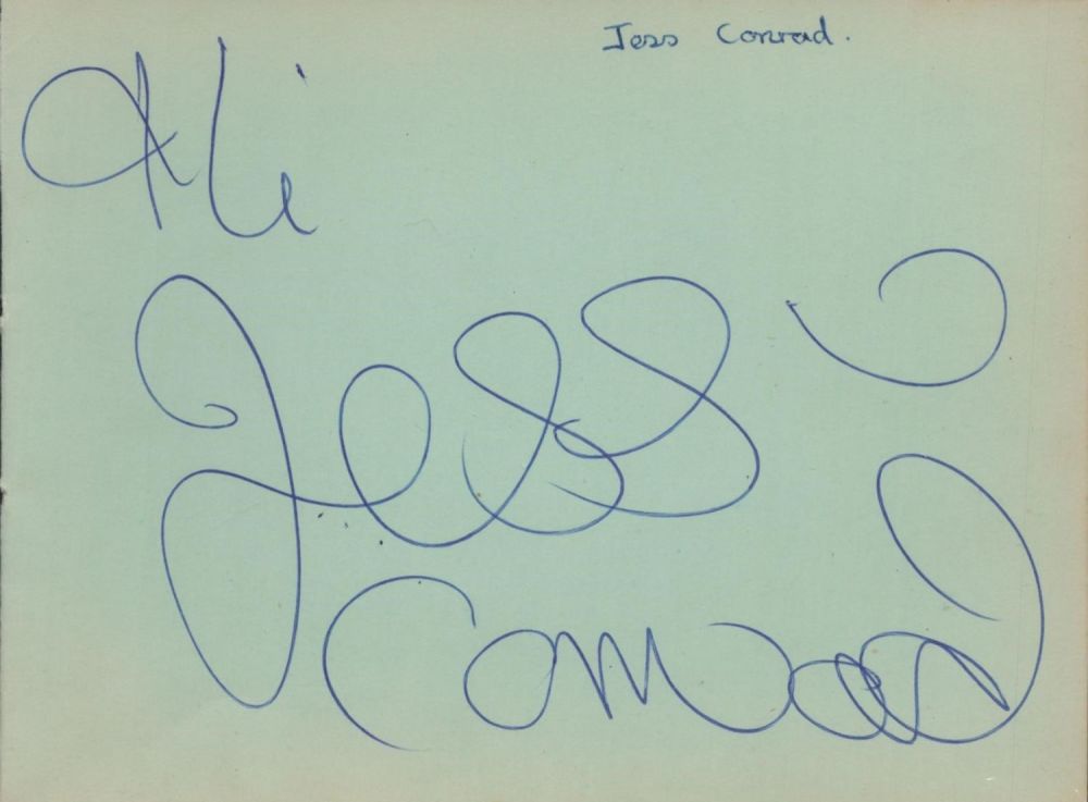 Lot 411: Jess Conrad signed Autograph page Approx. 5.25x4 Inch....