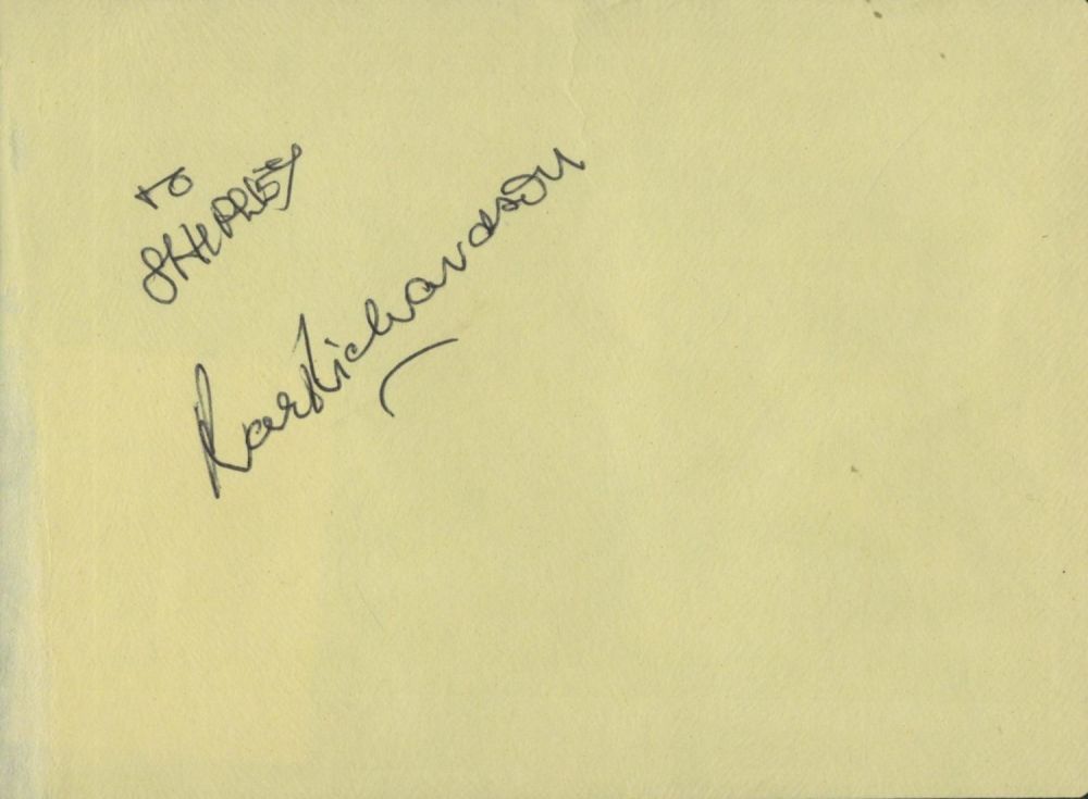 Lot 424: Sir Ralph Richardson signed Autograph 5.5x4 Inch. Dedicated....