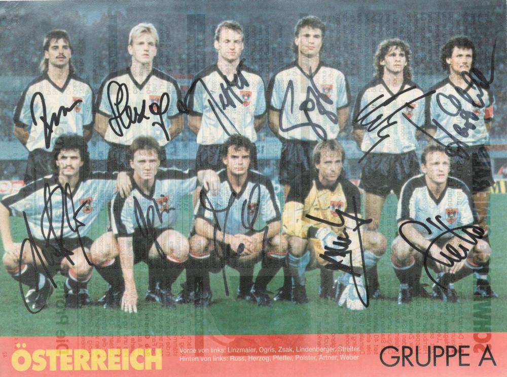 Lot 475: Austria multi signed magazine team photo. Signatures such...
