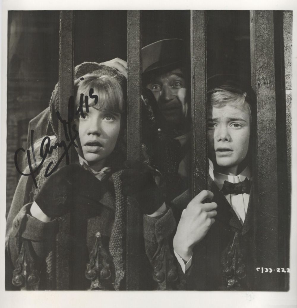 Lot 517: Hayley Mills signed 8x8 inch vintage black and...