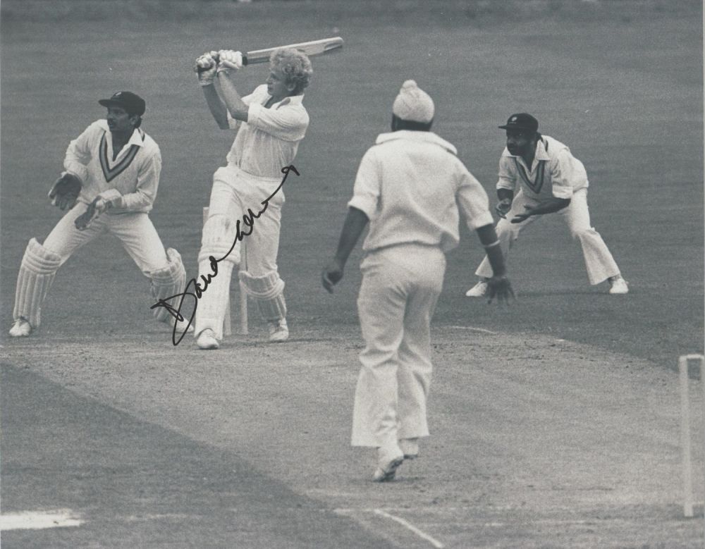 Lot 521: David Gower signed 10x8 inch vintage black and...