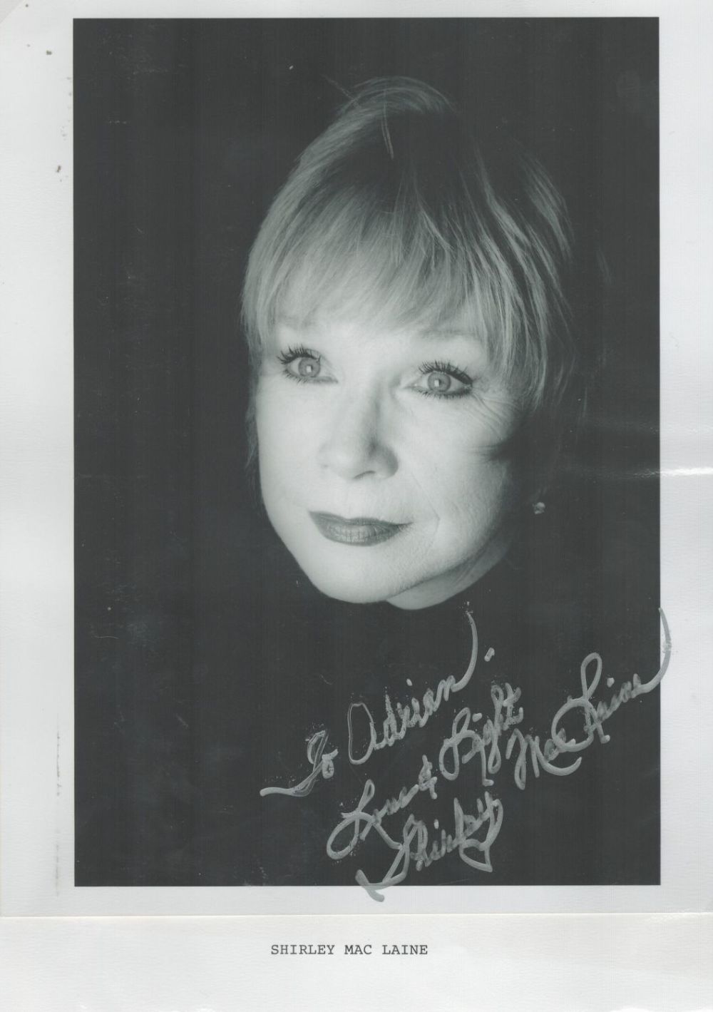 Lot 530: Shirley Maclaine signed 10x8 inch black and white...