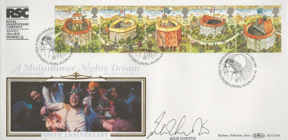 Lot 535: Julie Christie signed Midsummers Night Dream FDC. 8/8/95...