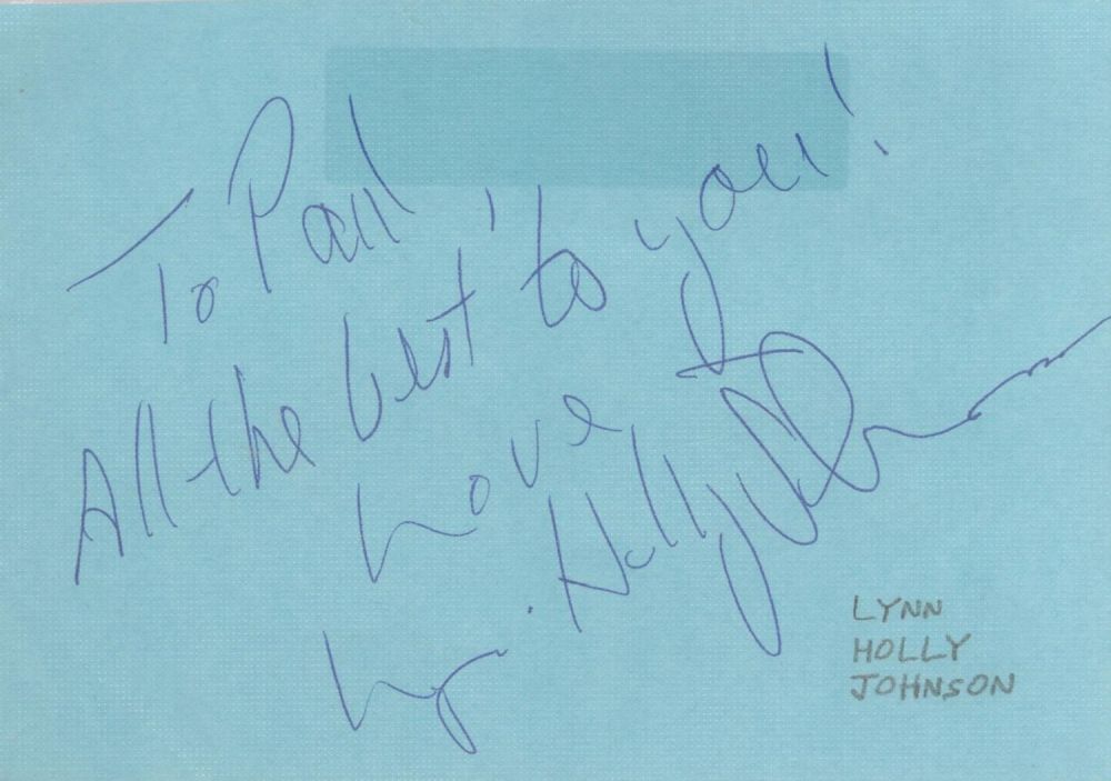 Lot 548: Lynn-Holly Johnson Signed 6x4 inch Blue Autograph Album...