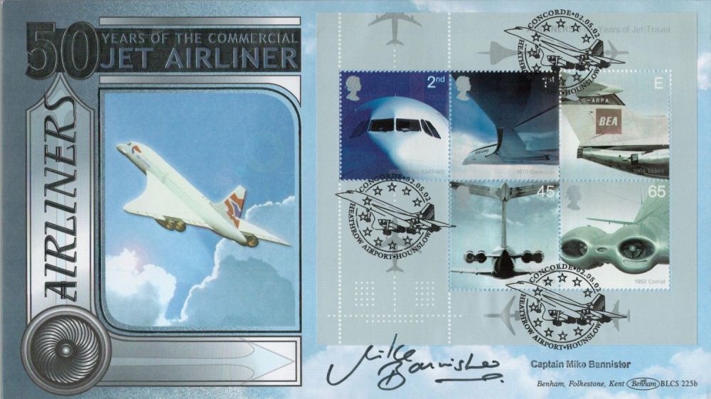 Lot 647: Cptn Mark Bannister signed Airliners FDC. 2/5/02 Heathrow...