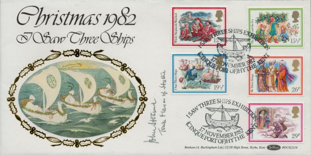 Lot 691: Town mayor of Hythe signed Christmas 1982 FDC....