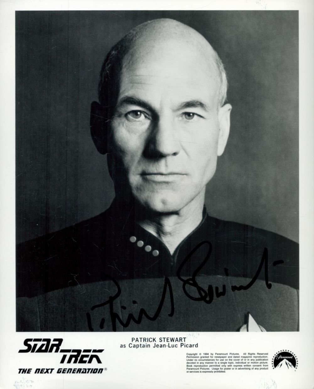 Lot 57: Patrick Stewart signed Star Trek The Next Generation...