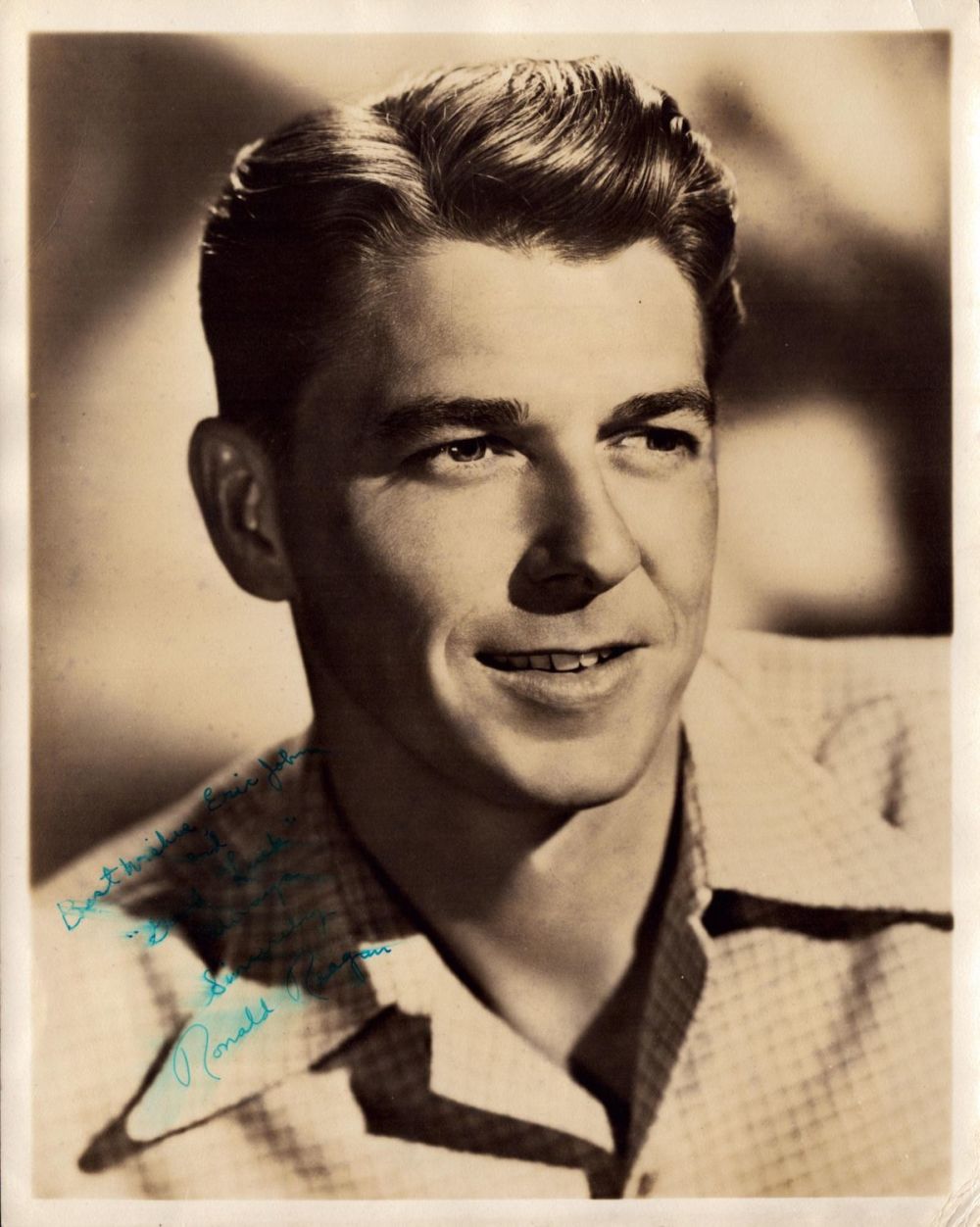 Lot 64: Ronald Reagan signed vintage 10x8 inch sepia photo...