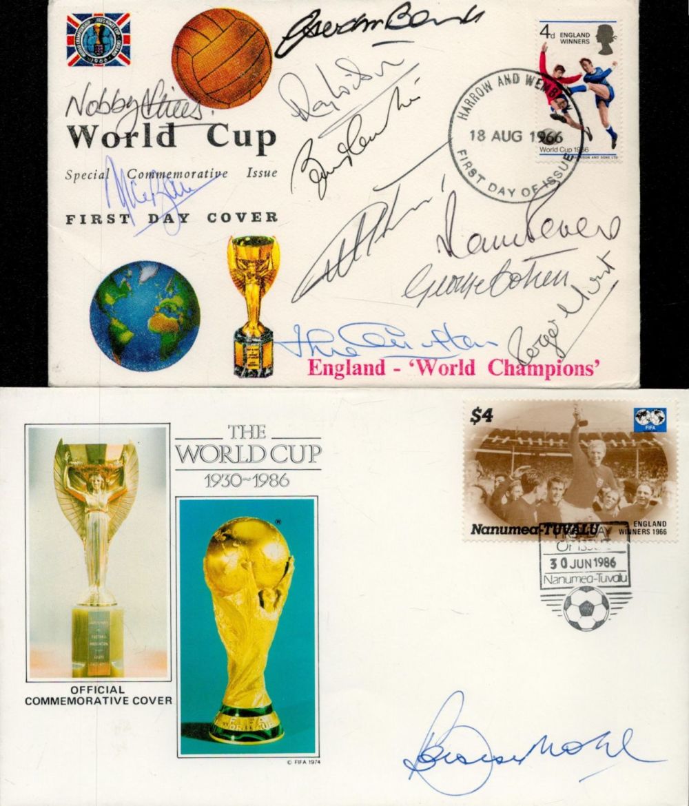 Lot 74: England 1966 Full Team signed on 2 covers....