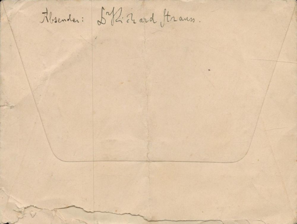 Lot 90: Richard Strauss signed vintage mailing envelope. Good Condition....