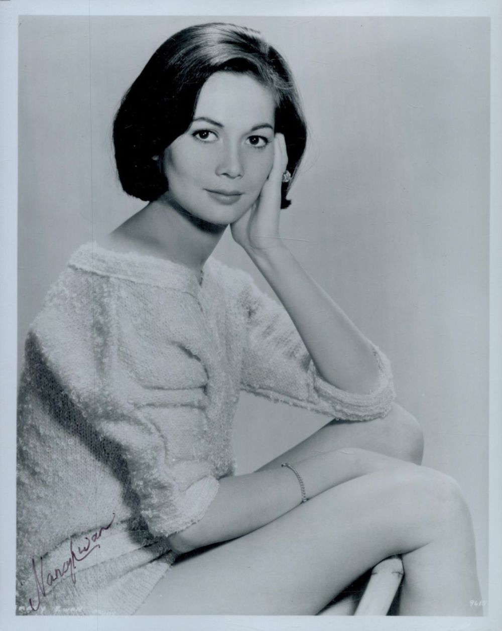 Lot 98: Nancy Kwan signed 10x8 inch black and white...
