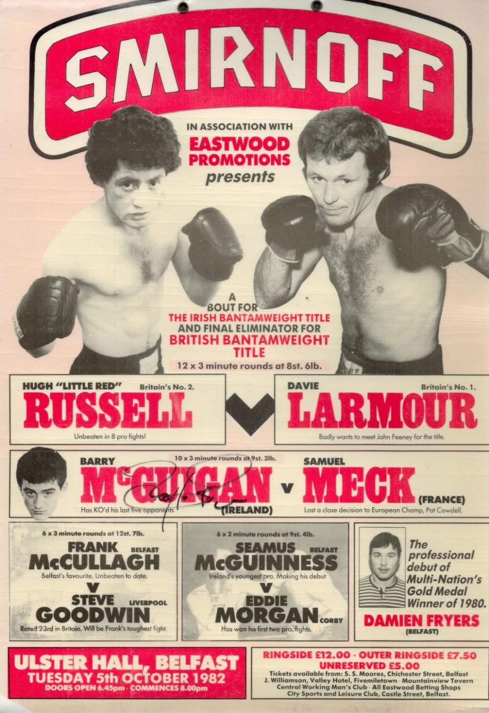 Lot 118: Barry Mcguigan World Boxing Champion Signed 12x18 1982...