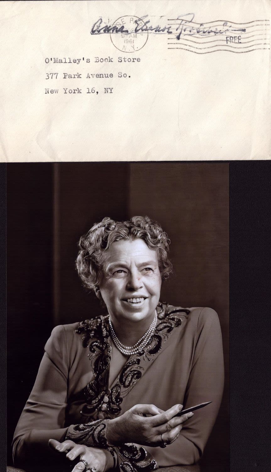 Lot 132: Eleanor Roosevelt signed envelope with 5x7 inch black...