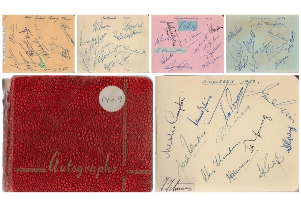 Lot 165: Cricket 1950 vintage autograph book includes multi signed...
