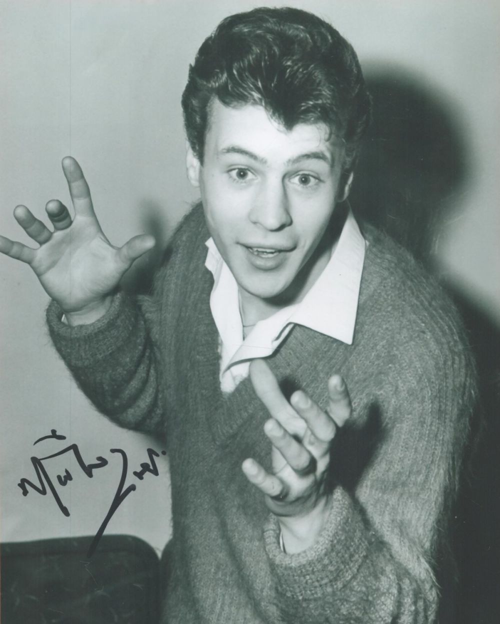 Lot 57: Mark Wynter signed 10x8 black and white photo....