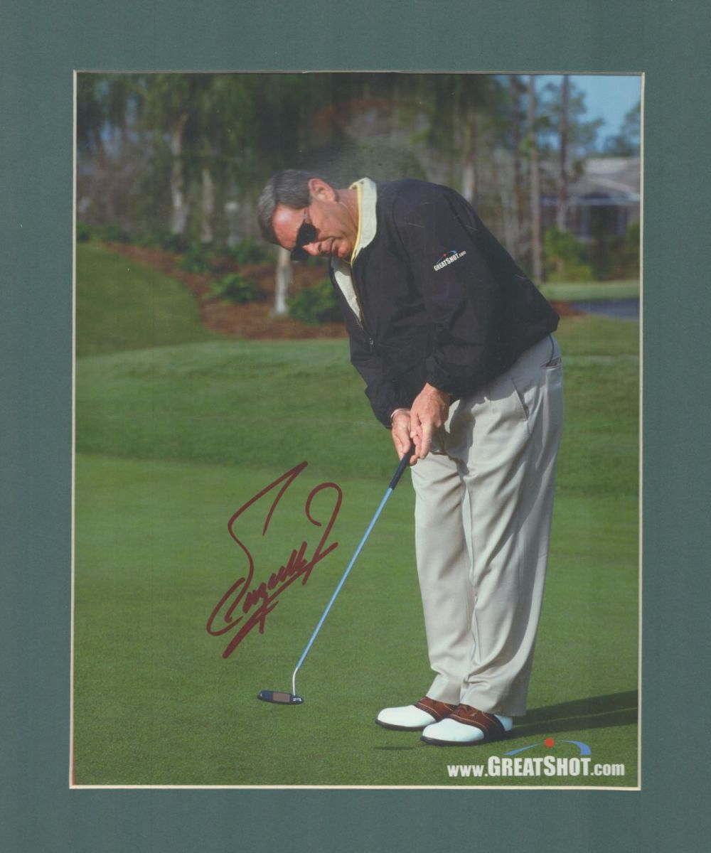 Lot 134: Fuzzy Zoeller signed 12x10 overall mounted colour magazine...