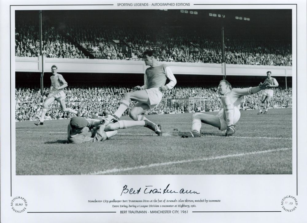 Lot 182: Bert Trautmann Signed 16 x 12 Black and...
