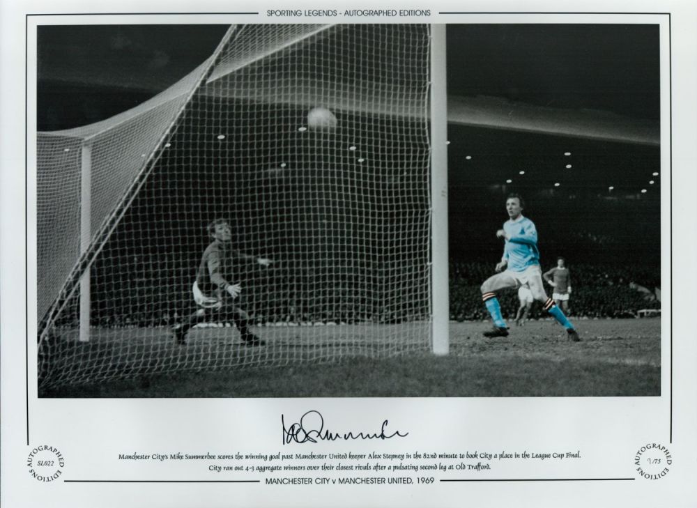 Lot 191: Mike Summerbee Signed 16 x 12 Colourised Autograph...