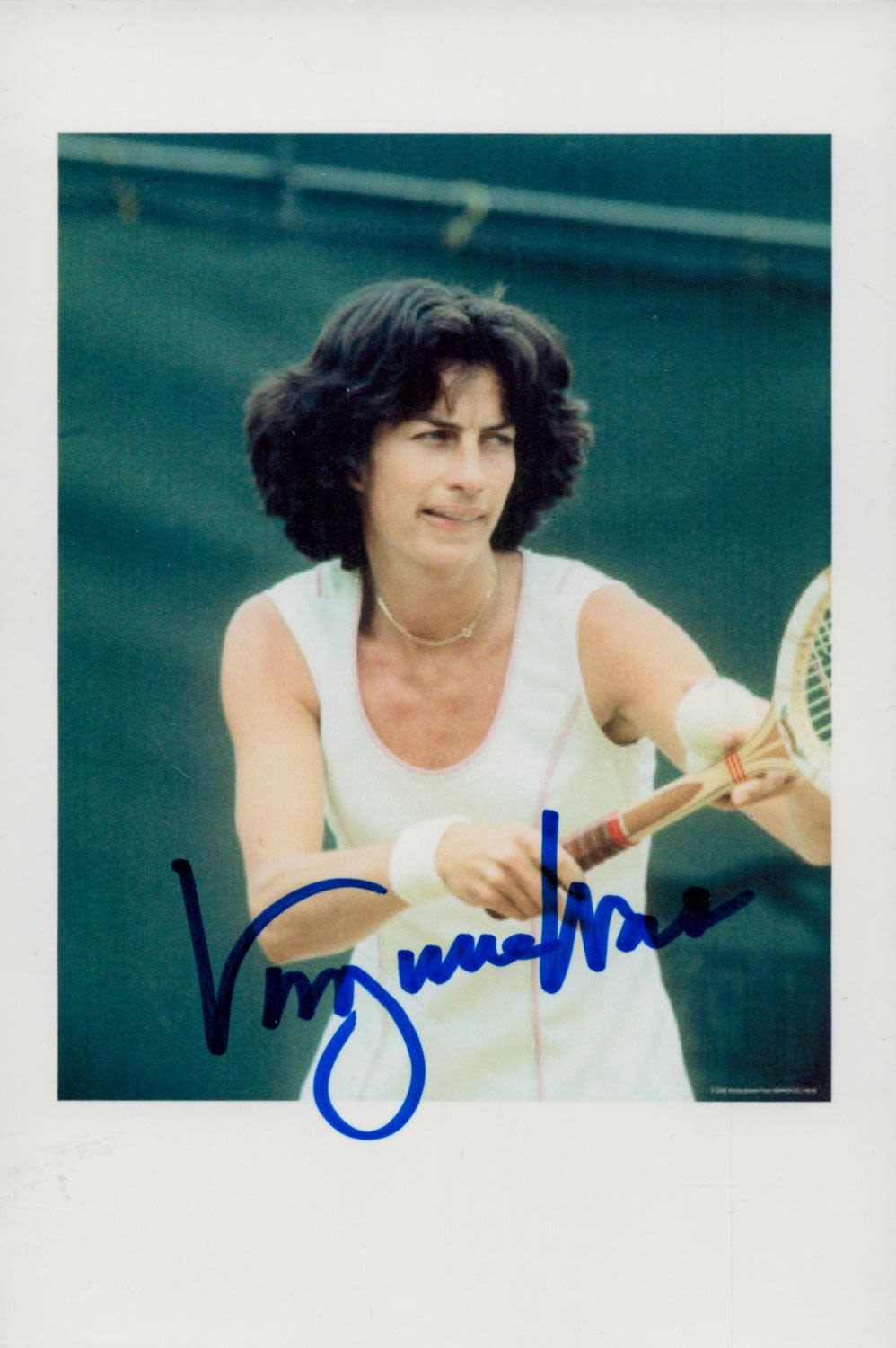 Lot 239: Virginia Wade signed 6x4inches colour photo.. Good condition....