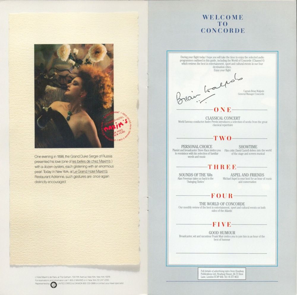 Lot 257: Concorde Pilot Captain Brian Walpole Printed Signature in...