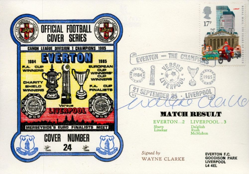 Lot 296: Wayne Clarke signed Everton v Liverpool Merseysides Euro...