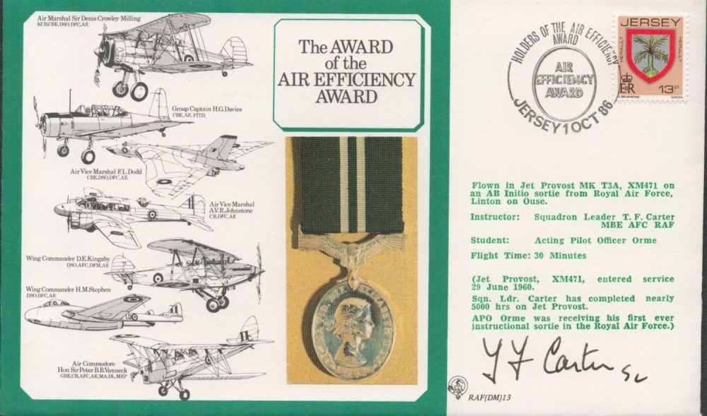 Lot 374: Sqn Ldr T. F Carter MBE AFC Signed...