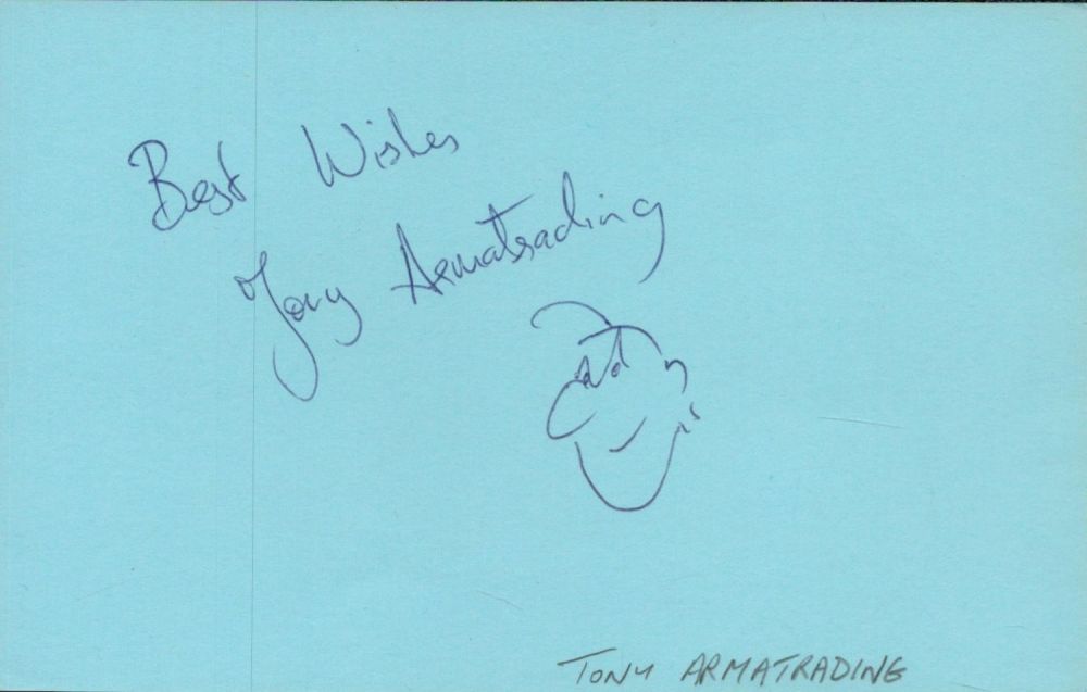 Lot 431: Tony Armatrading Signed 5.5 x 3.5-inch Blue Autograph...