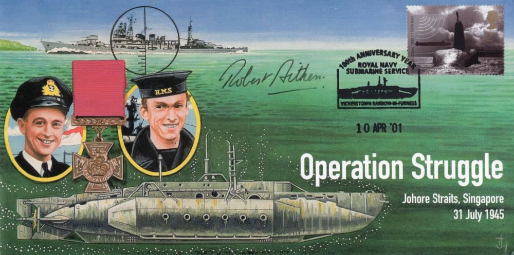 Lot 522: WW2 Operation Struggle cover signed by Miniature submarine...