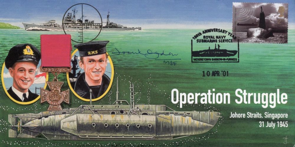 Lot 524: WW2 Operation Struggle cover signed by Miniature submarine...