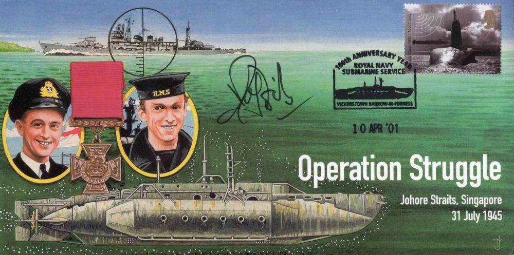 Lot 525: WW2 Operation Struggle cover signed by Miniature submarine...