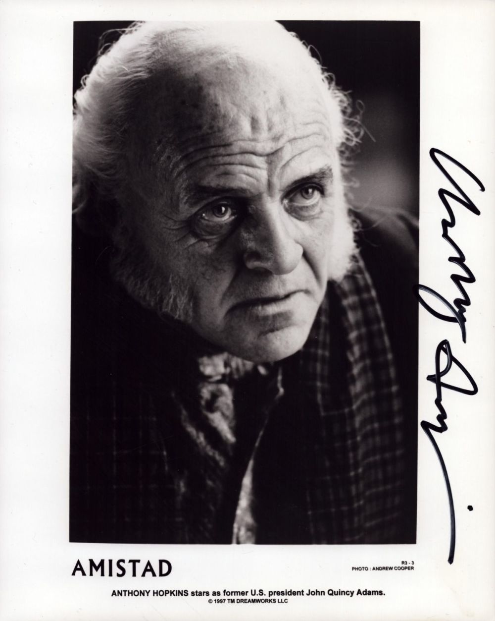 Lot 116: Anthony Hopkins signed 'Amistad' 10x8 inch promo photo....