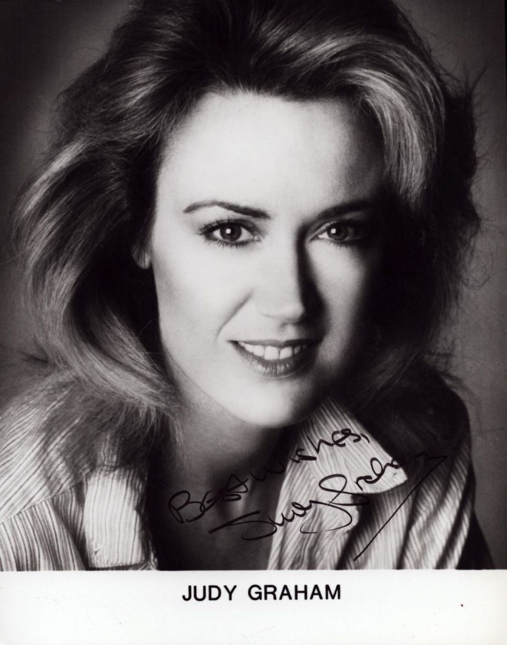 Lot 130: Judy Graham signed 7x5 inch black and white...