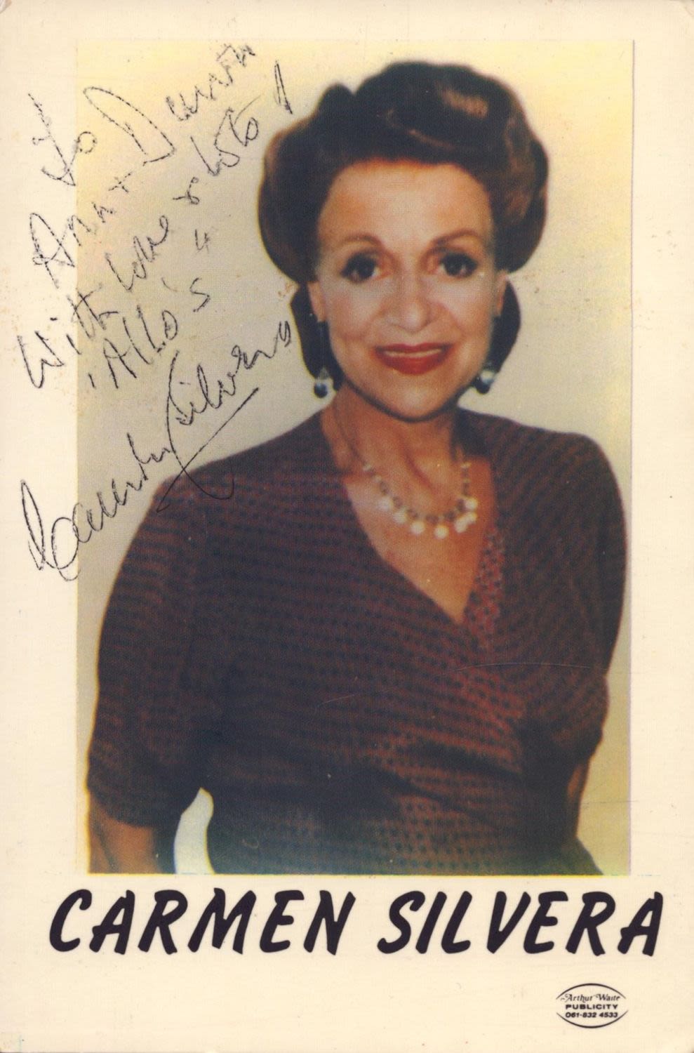 Lot 131: Carmen Silvera signed 6x4 inch colour photo. Good...