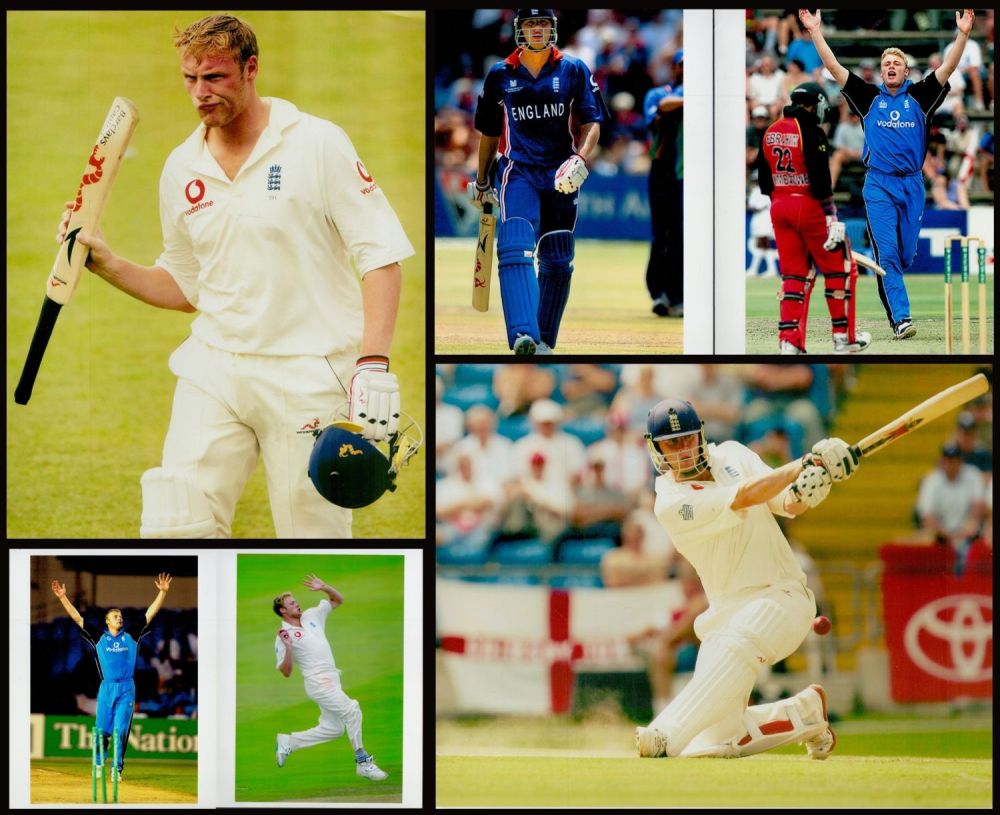 Lot 152: Andrew Flintoff Unsigned Photos Collection of 6 approx...