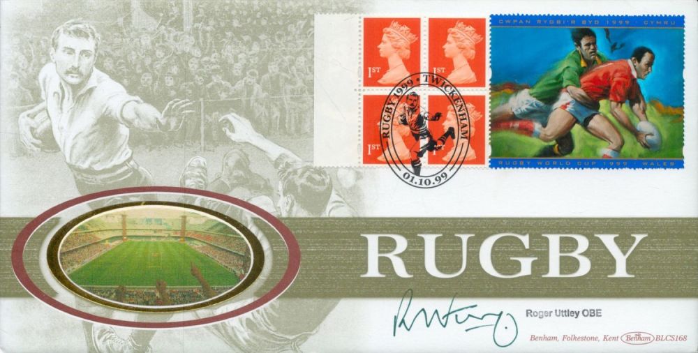 Lot 651: Roger Uttley OBE signed Rugby FDC. 1/10/99 Twickenham...
