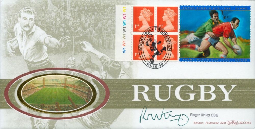 Lot 652: Roger Uttley OBE signed Rugby FDC. 1/10/99 Twickenham...
