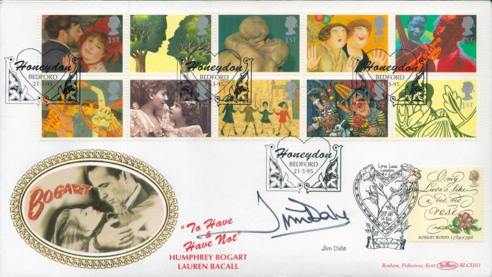 Lot 658: Jim Dale signed Bogart FDC. Double postmarked. Good...