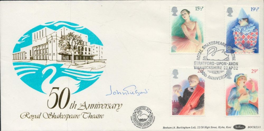 Lot 661: Sir John Gielgud signed Royal Shakespeare Theatre FDC....