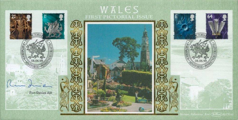 Lot 665: Ron Davies signed Wales First pictorial issue FDC....