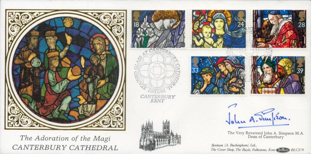 Lot 672: Rev John Simpson signed Canterbury Cathedral FDC. 10/11/92...