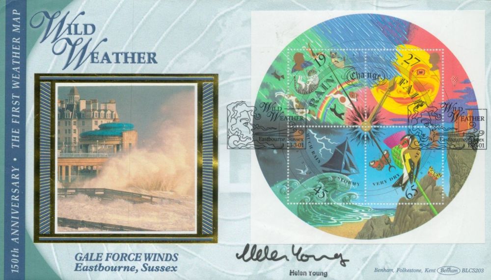 Lot 683: Helen Young signed Wild Weather FDC. 13/3/01 Eastbourne...