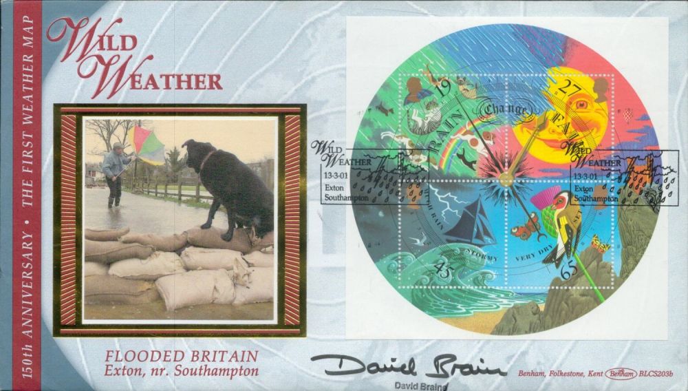 Lot 684: David Brain signed Wild Weather FDC. 13/3/01 Exton...