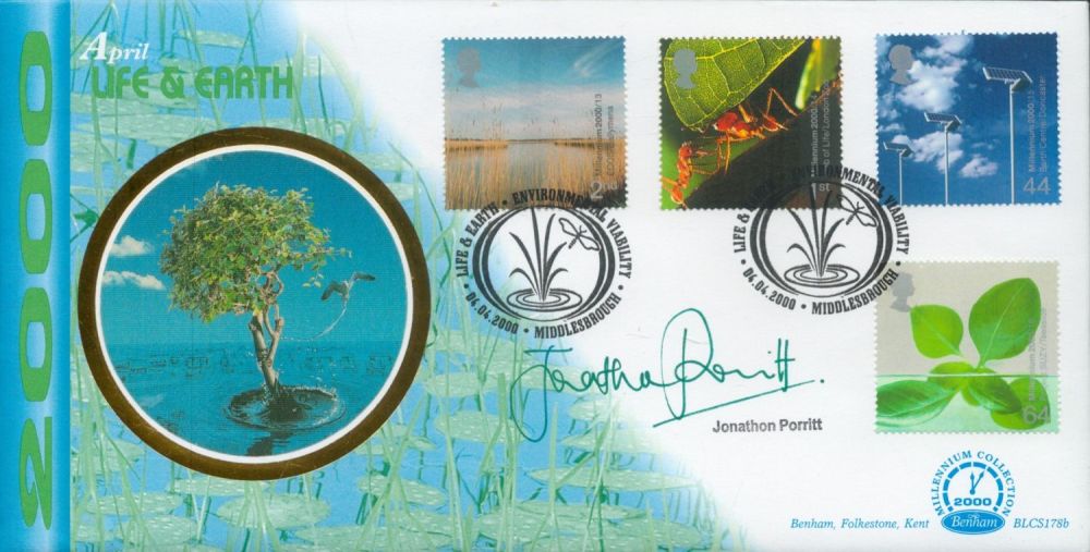 Lot 691: Jonathon Porritt signed Life and Earth FDC. 4/4/00...